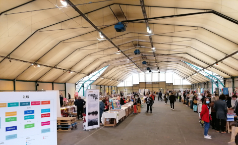 The exhibition hall and the 108 exhibitors