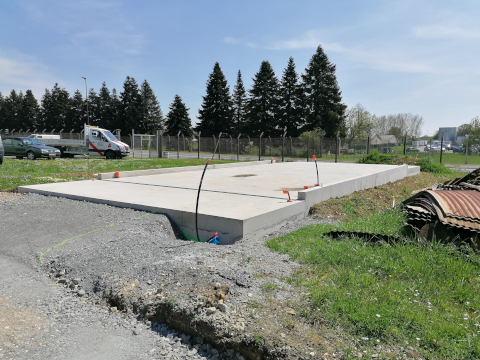 The concrete slab is ready for the Quonset hut